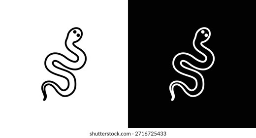 Iconos de serpiente Vector blanco y negro, conjunto de iconos de línea.