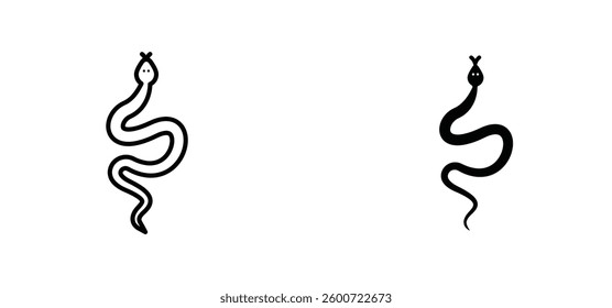 Snake icons set for apps and web ui designs. simple isolated graphics.