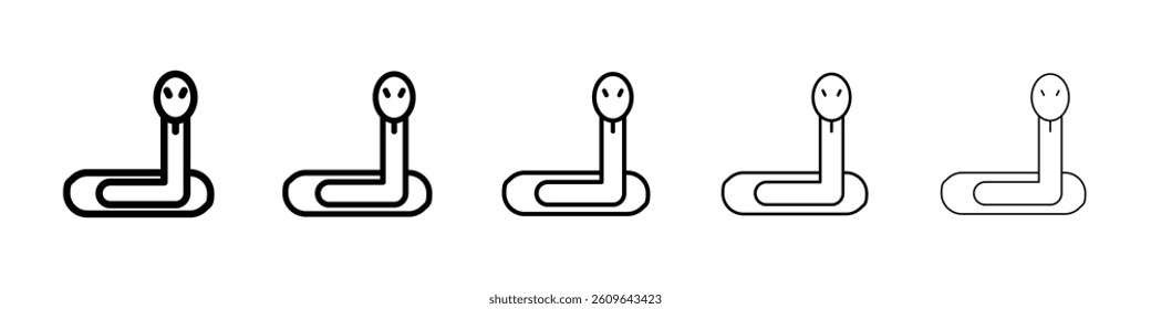Snake icons vectors set in different stroke lines