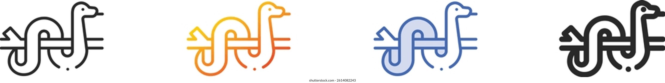 snake icon.Thin Linear, Gradient, Blue Stroke and bold Style Design Isolated On White Background