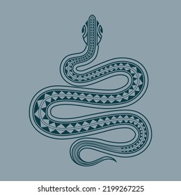 Snake Illustration. Chinese Zodiac snake sighn. Maori style.