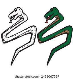 Snake illustration icon in S form body