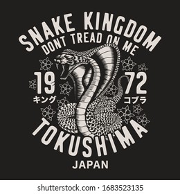 Snake illustration, motorcycle typography, tee shirt graphics, vectors, japan translation king cobra