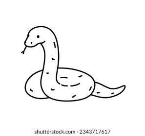 Snake isolated on white background. Vector hand-drawn illustration in doodle style. Perfect for cards, decorations, logo, various designs.