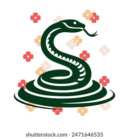 snake isolated on white background. Vector Chinese horoscope zodiac sign, year of snake 2025. 2025 Chinese new year.