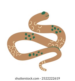 Serpiente aislada sobre fondo blanco. Reptil rastrero. Vector dibujado a mano ilustración plana