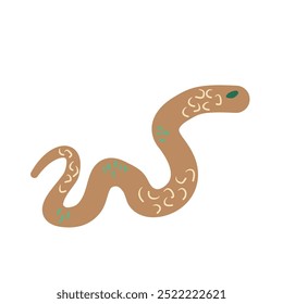 Serpente isolada sobre fundo branco. Réptil rastejante. Ilustração desenhada à mão vetorial