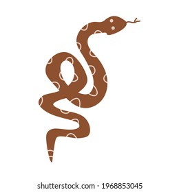 Snake isolated on white. Snakes elongated, legless, carnivorous reptiles. Wild West theme. Hand drawn colored trendy Vector isolated illustration.  Wildlife concept. 