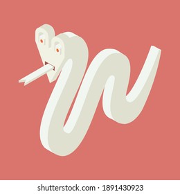 Snake isometric icon. Hand drawn vector illustration. Flat color design.