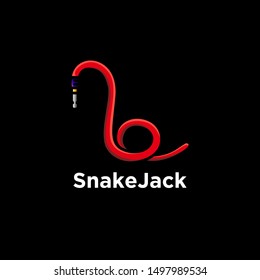 Snake jack logo design. Black isolated background. Minimalistic logo design. Creative logo. Beautiful and simple element