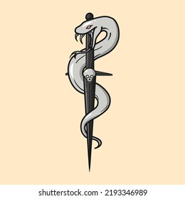 Snake Knife illustration Artwork Cartoon Isolated