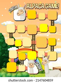 A snake ladder alpaca game template illustration