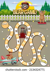 A snake ladder bear game template illustration