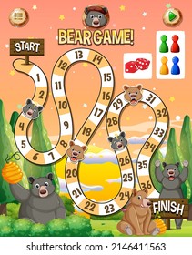 A snake ladder bear game template illustration
