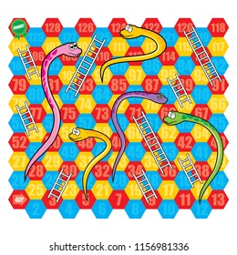 Snake And Ladder Board Game Vector Set