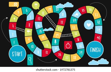 Snake and ladder Board Game Vector Template, business plan game