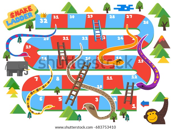 Snake and Ladder boardgame is fun for kid.\
vector illustration