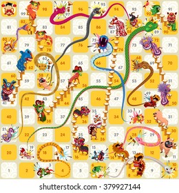 Snake Ladder Chinese New Year Vector Game Assets
