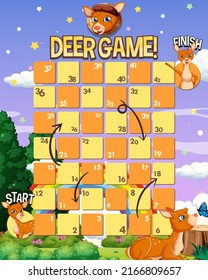 A snake ladder deer game template illustration