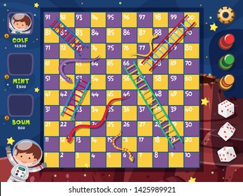 A snake ladder game template illustration