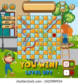 A snake ladder game template illustration