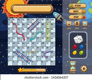 A snake ladder game template illustration