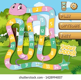 Ilustración del juego de la escalera de serpientes