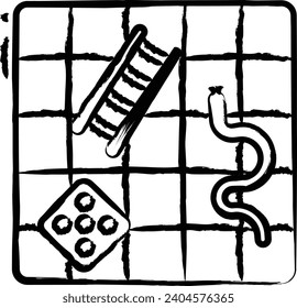 Snake and Ladder hand drawn vector illustration