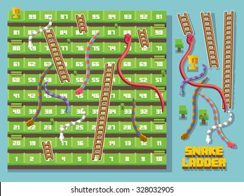 Snake and ladder pixel style vector