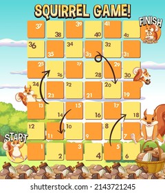 A snake ladder squirrels game template illustration
