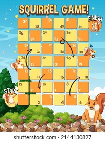 A snake ladder squirrels game template illustration