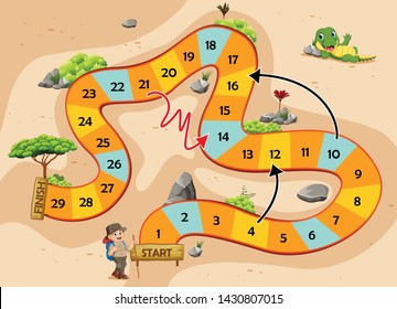 the snake and ladders game with the adventure theme