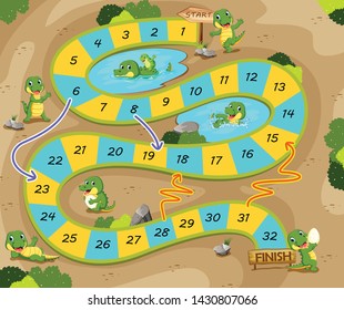 the snake and ladders game with the crocodile theme