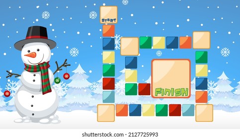 Spielvorlage für Schlangen und Leiter in Weihnachtsgrafik