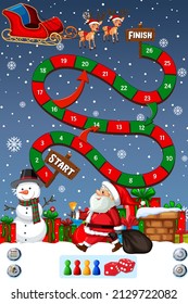 Snake and ladders game template in Christmas theme illustration