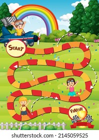 Snake and ladders game template illustration