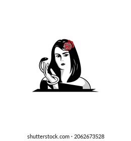 Snake Lady Vector Logo Design
