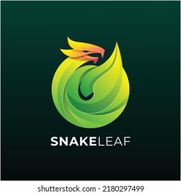 snake and leaf colorful logo design