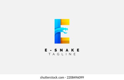 Snake Letter E Gradient Logo design