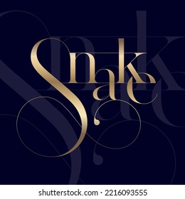 Snake Lettering. Curly Letters. Classic Font With Decoration Elements. Icon For Jewelry, Cosmetic Products, Clothes, Fashion And Beauty Industry.