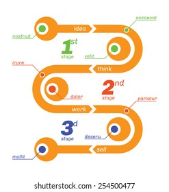 Snake Like Infographics, From Start To Finish, 3 Steps.