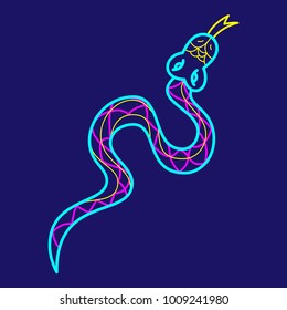 Snake line art illustration series in bright neon color.