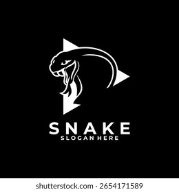 Modelo de vetor de design de logotipo de arte de linha de cobra. design de logotipo de cor branca de cobra e triângulo