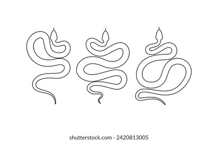 Snake line art vector isolated on white background.