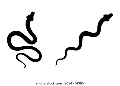 Conjunto de Ilustración vectorial de icono de línea de serpiente. Conjunto de silueta de serpiente. Silueta de una serpiente sobre un fondo blanco. nake Diseño simple del Vector, serpiente de la víbora del rasal. Diseño Eps 10. 