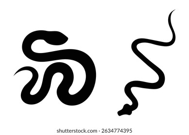 Conjunto de Ilustración vectorial de icono de línea de serpiente. Conjunto de silueta de serpiente. Silueta de una serpiente sobre un fondo blanco. nake Diseño simple del Vector, serpiente de la víbora del rasal. Diseño Eps 10. 
