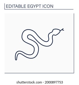 Snake line icon. Venomous snakes. Dangerous serpent living in Egypt. Cobra. Egypt concept. Isolated vector illustration. Editable stroke