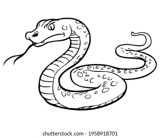 snake line illustration,
isolated on white background.top view