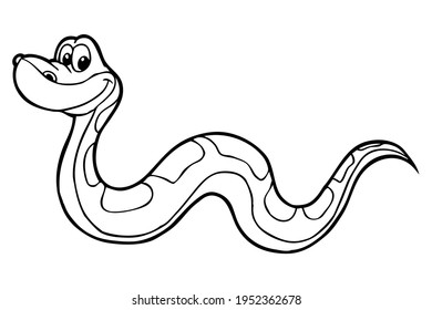snake line vector illustration,
isolated on white background.top view