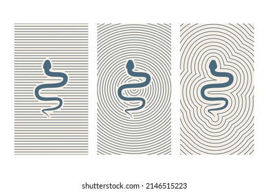 Kollektion von Schlangen-Linien-Wandkunst